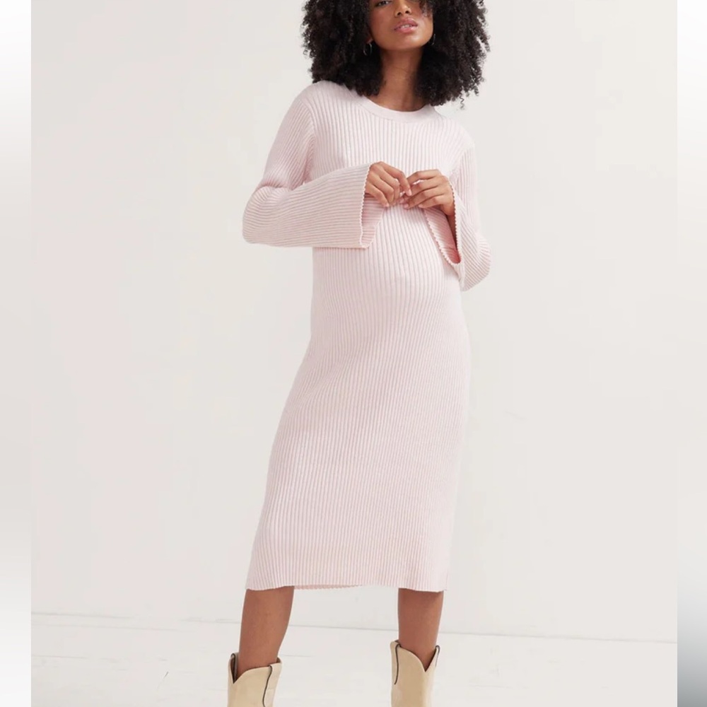 NWT Hatch Lydia Knitted Cotton Cashmere Dress Size 2/Medium Pink Blush